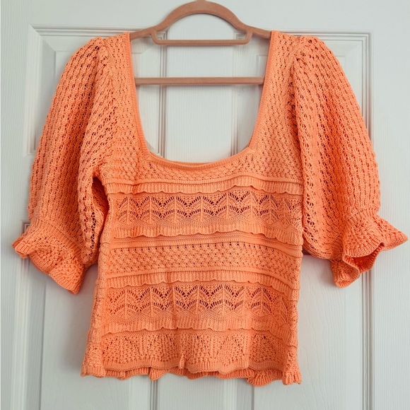NWT BiBi Coral Knit Puff Sleeve Top size small - Picture 1 of 1